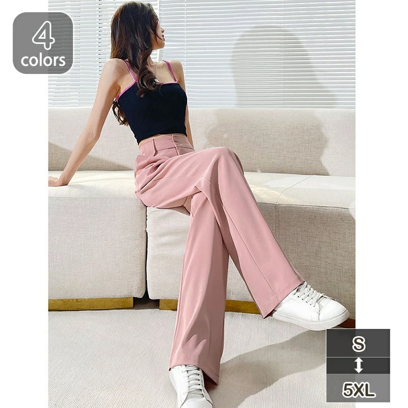おしゃれ リラックス パンツ 接触冷感 脚長 美脚 ストレートパンツ スラックス シワになりにくい 女性用 カジュアル 動きやすい レディース 小さいサイズ 大きいサイズ ボトムス 可愛い 楽ちん 着