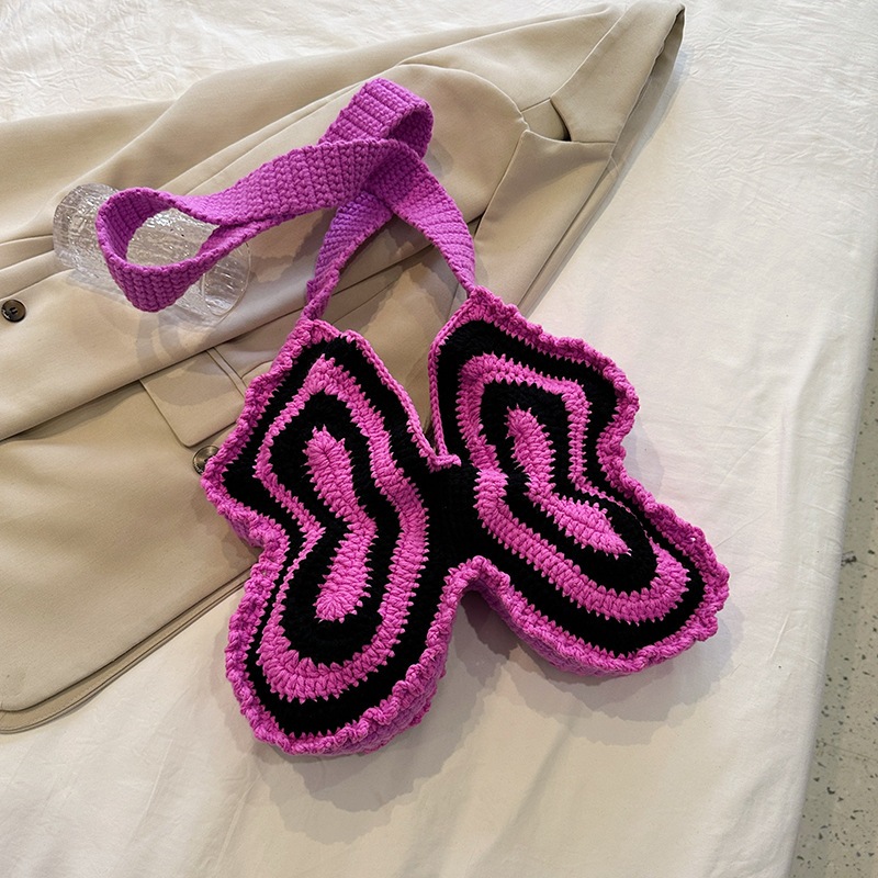 Ins Xiaohongshu同じ手織りバッグdiyバタフライバッグ r n1001- Xihong + Black r n1002-オレンジ +ブラック r n1003-白 +黒 r n1004-紫