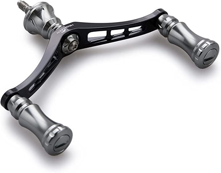 92mm リール ハンドル 15mm ノブ 搭載 シマノ ダイワ 通用 スピニングリール用 Chess Series ブラック 578(ブラック(ハンドル)/ガンメタル(ノブ))