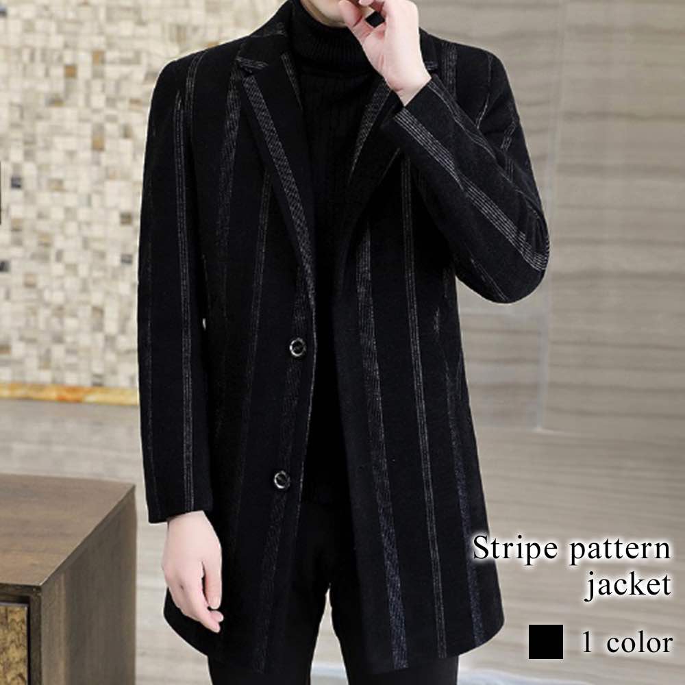 チェスターコート メンズ ストライプ柄ジャケット 春 青 大きいサイズ 軽い 秋 ウール 40代 ロングコート グレンチェック ロング 冬 グリーン アウター コート ピーコート ブランド ハーフコー