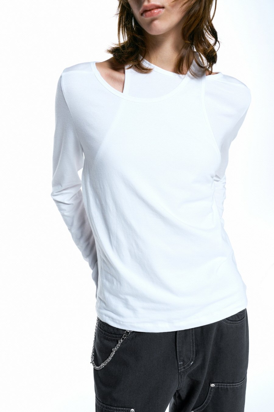 【INSILENCE】 HALTER LAYERED TOP : WHITE