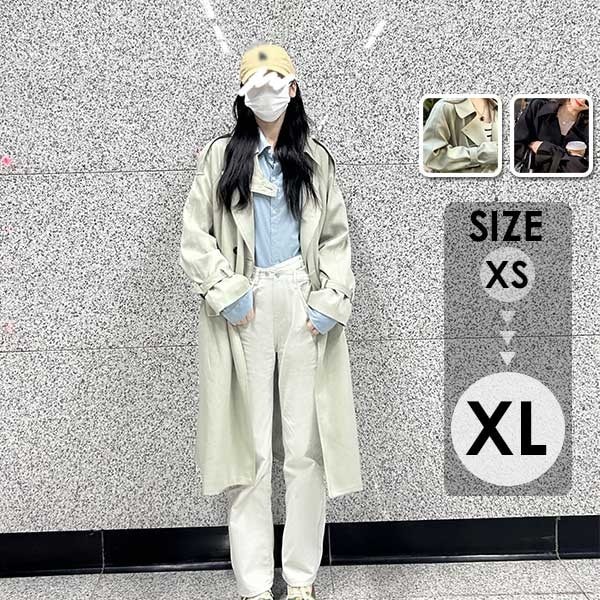 トレンチ スプリングコート ミディアム丈 プリーツコート ゆったりトレンチコート 手首アジャスター ラグランスリーブ レディース 韓国風 秋服 カジュアル 秋コート アウター 6,406円