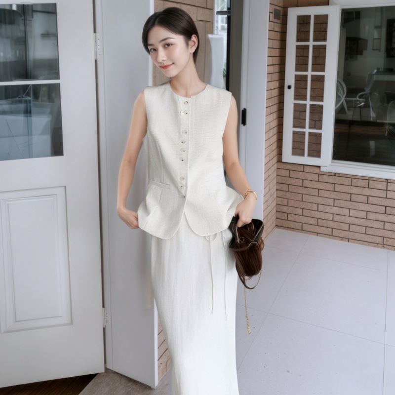 ベージュ2点セットニットカーディガン+スカート 大人カジュアル マタニティ対応