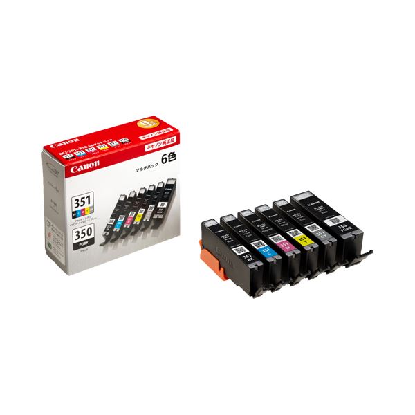 （まとめ） キヤノン Canon インクタンク BCI-351+350／6MP 6色マルチパック 標準 6552B004 1箱（6個：各色1個） (×3セット)