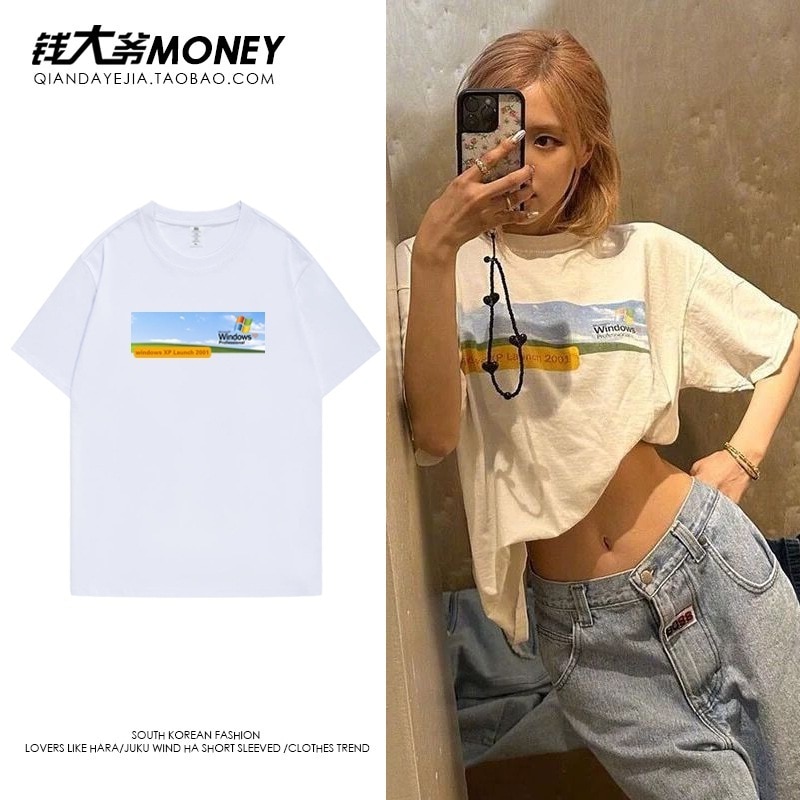 【期間限定 】 rose パクチェヨン 半袖tシャツ レディース サマートップス ホワイト 五分袖2枚購入でカード1パスケース