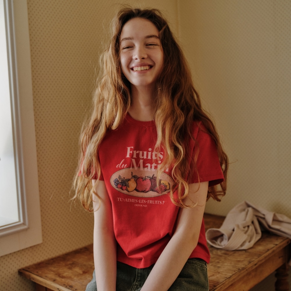 【予約配送】【ディパウンド】フルーツマーケット クロップ Tシャツ - レッド
