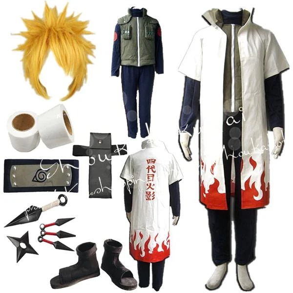 子供用 大人用 ナルト NARUTO 風 四代目火影 波 ミナト コスプレ衣装 ウィッグ 靴 コスチューム 演出服 変装 仮装 撮影 祭り