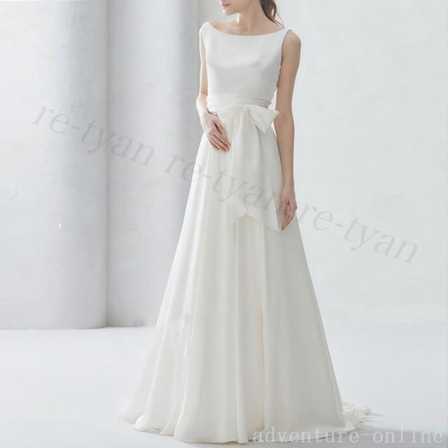 【2025新作入荷】ウェディングドレス シンプル 軽系 ロングドレス レディース 白いドレス 上品 披露宴 ブライダル30代 40代 50代 ワンピース ピアノ演奏会