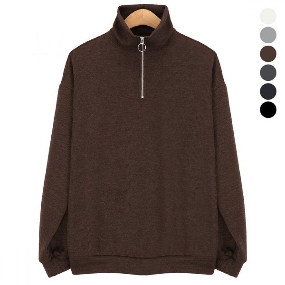 (Juans) オーバーフィットデイリーモックネックニットハーフジップアップスウェットシャツRCCD2870