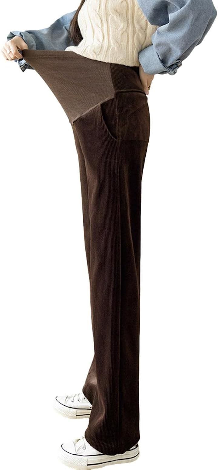 あったか裏起毛 マタニティ コーデュロイ パンツ ウエスト調節 レディース(ブラウン, L) 5,621円