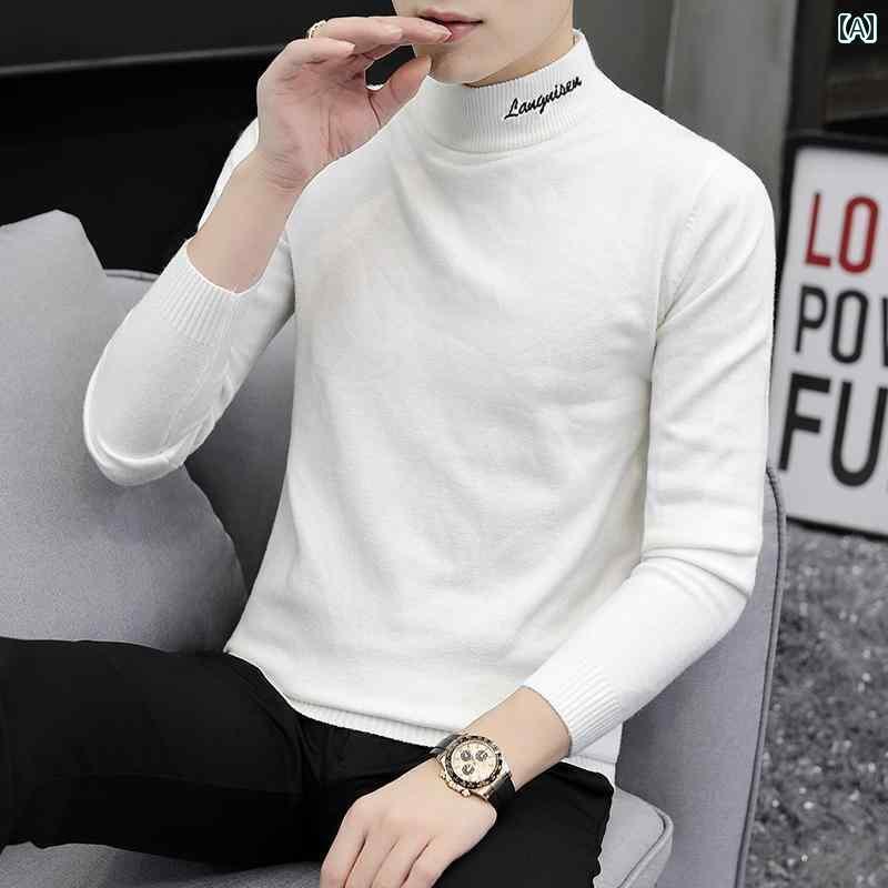 メンズ トップス ニット 秋冬 暖かい おしゃれ カラー プルオーバー 長袖 ボトムス レター プリント 無地 シンプル セーター