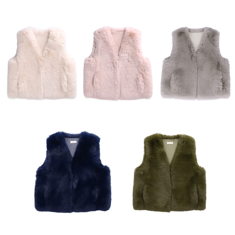 【 ボリューム レッキスラビット風 エコファー ベスト ショート丈 】 パーソナルスタイリスト様コラボ エコファー ベスト ジレ ボレロ ラビット フェイク ファー