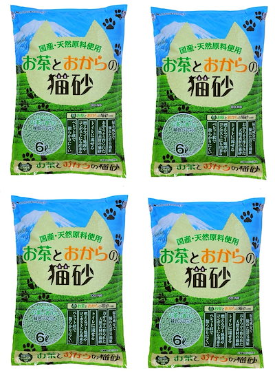他サイト： 常陸化工 FineCat お茶とおからの猫砂 6L 4袋入 [ケース品]の商品画像