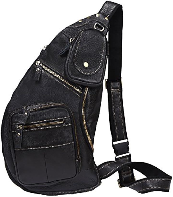 ボディバッグ 本革 メンズ レザー ショルダーバッグ 斜めがけ レディース 全6色 (ブラック)