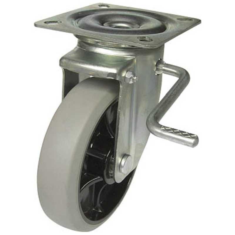 ユーエイキャスター　新型プレスキャスター右S付自在車 200径ナイロンホイルウレタン車輪　PMS200GUBLBR