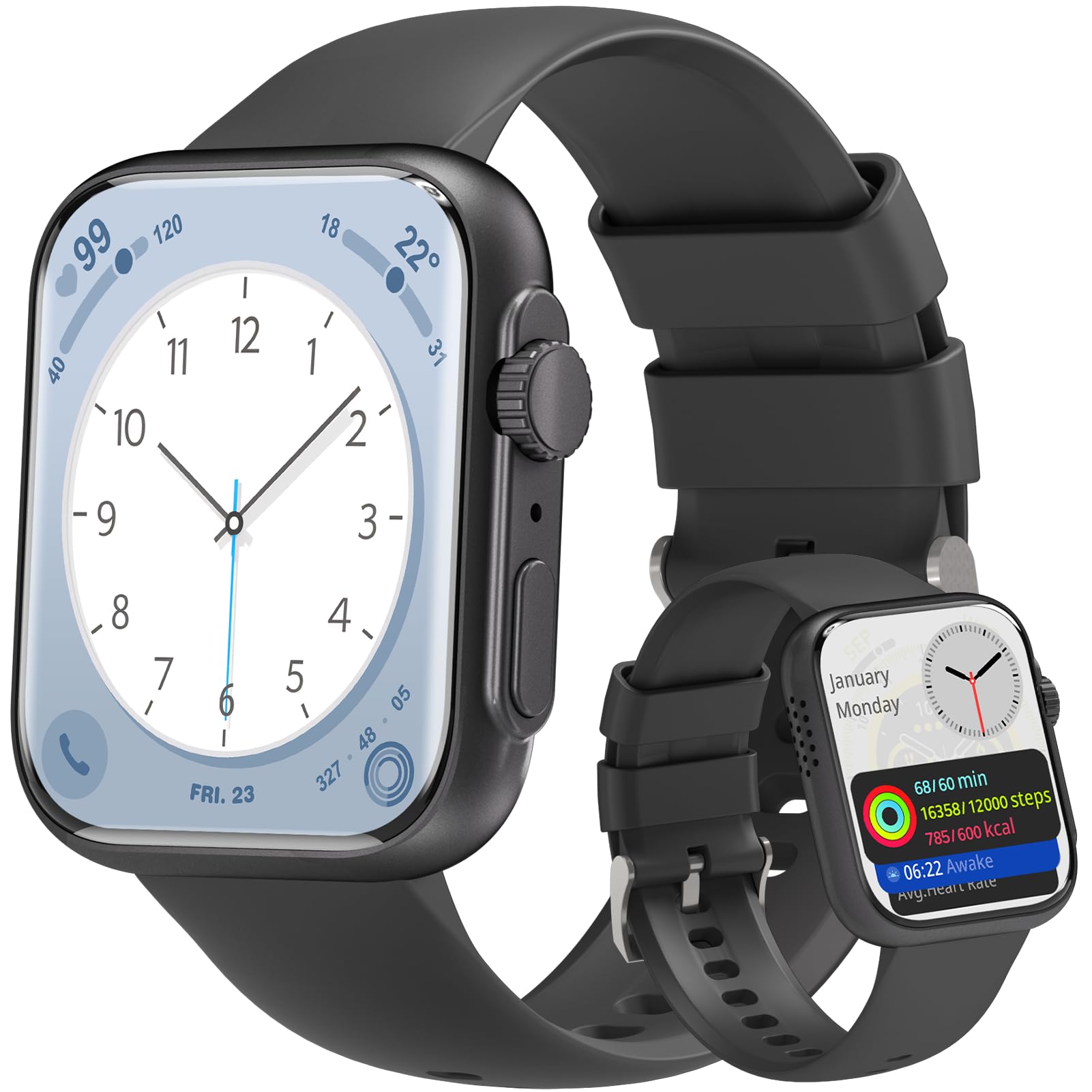 スマートウォッチ 2025年進化モデル【AI音声アシスタント・1.91インチ大画面】Bluetooth通話機能＆LINE着信通知 iPhone対応&アンドロイド対応スマートウォッチ 100種類以上の運