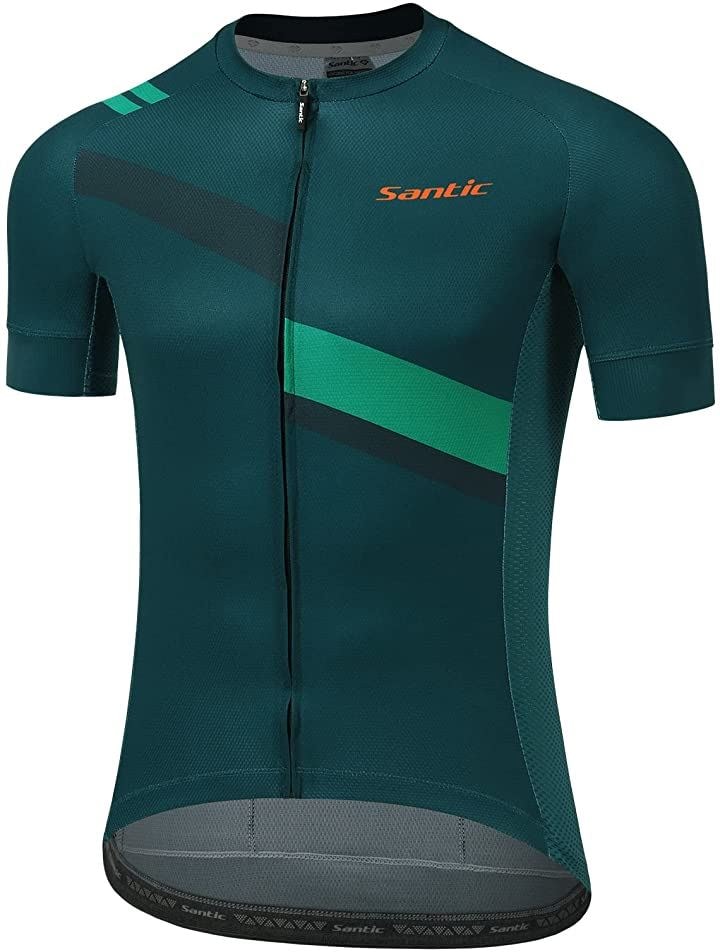 メンズ サイクルジャージ 半袖 サイクルウエア サイクリングジャージ 自転車ウエア ロードバイク 弾力 通気 速乾 春夏用(グリーン, 2XL)