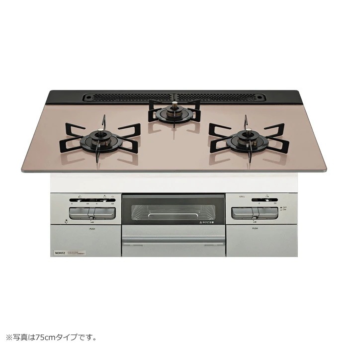 都市ガス用 60cm天板ビルトインコンロ Mikke ミッケ N3WV6RWAP3SIEC-13A シルバーピンク