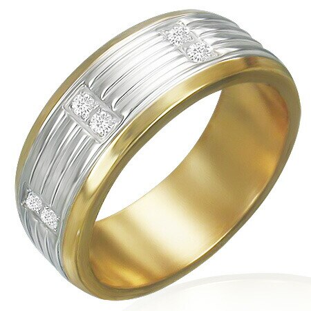 スパイキーゴールドリング（LRC217）指輪 20号 金色 丸みのある ワイド 幅のある クリスタル ジルコニア サージカルステンレス316L 男性 女性 プレゼント r0221xxxxxxxx