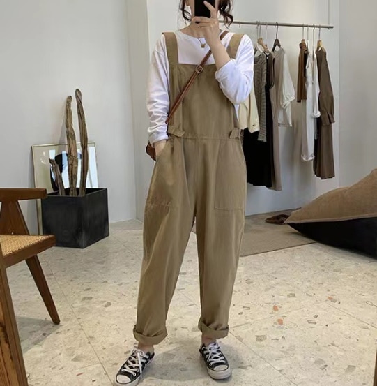 レディース サロペット つなぎ フルレングス カジュアル こなれ感 ラフ メンズライク ボーイッシュ スポーティー カレッジ風 学生風 ベーシック カントリー アクティブ ナチュラル 無地 春 夏 秋
