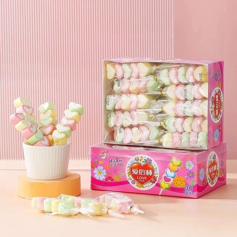 ラブマシュマロロリポップグミ こどもの日ギフト キャンディー かわいい串おやつ 30本入 1箱 誕生日プレゼント 子供の贈り物