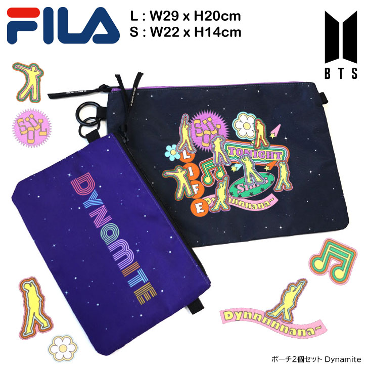 BTS x FILA Dynamite ポーチ２個セット メンズ レディース グローバルアーティスト 韓国 韓国ファッション Kファッション ミニポーチ ロゴ 有名 ブランド FS3BCD6C15X