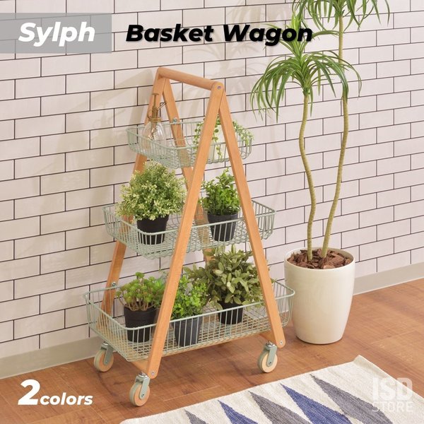 東谷 シルフ バスケット ワゴン 3段 マルチ キッチン ガーデニング プランター キャスター 木製 7,888円