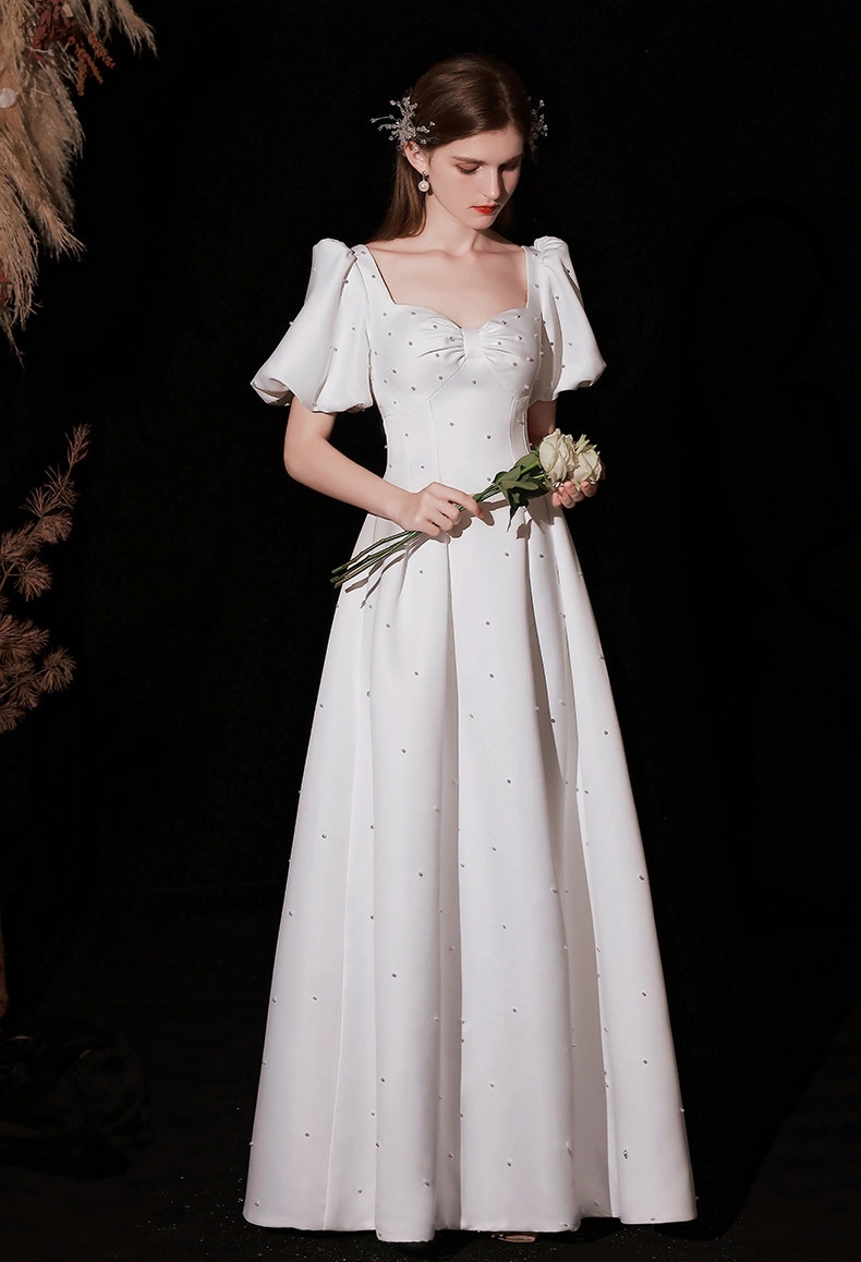 ウエディングドレス 白 二次会 結婚式ドレス パーティードレス 安い エンパイア 花嫁 フォトウエディング ビーチフォト 前撮り 後撮り 披露宴 激安 7,392円