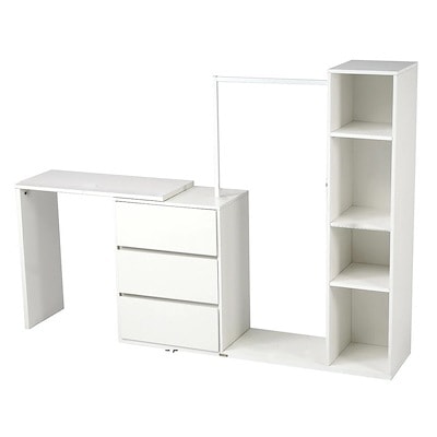 【国内即日発送】6段キャビネット+幅調整デスク+ ハンガーラック+ラック 化粧台 デスク木製 チェスト サイドボード リビングボード ハンガーラック 収納チェスト タンス キッチンボード 衣類 おし