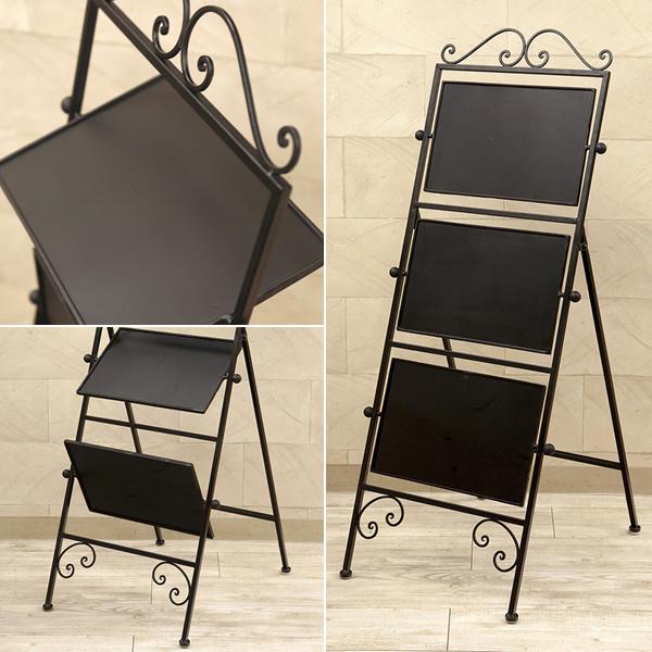 看板 置き型 黒板 スタンド ラック メニュー板 店頭 エントランス 玄関 入り口 ガーデニング 店舗 カフェ レストラン アイアン 自立式