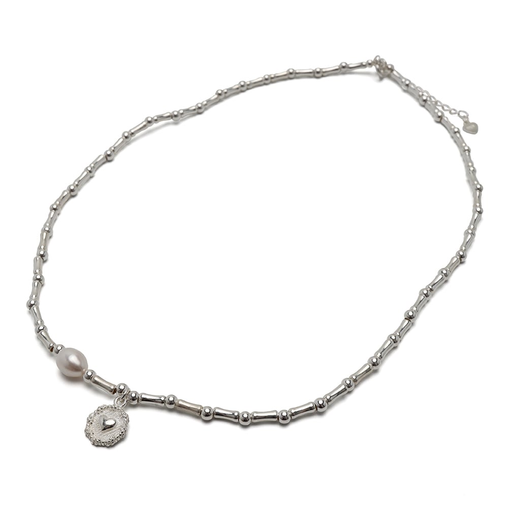 シルバー925 パールネックレス ハート [cn111]