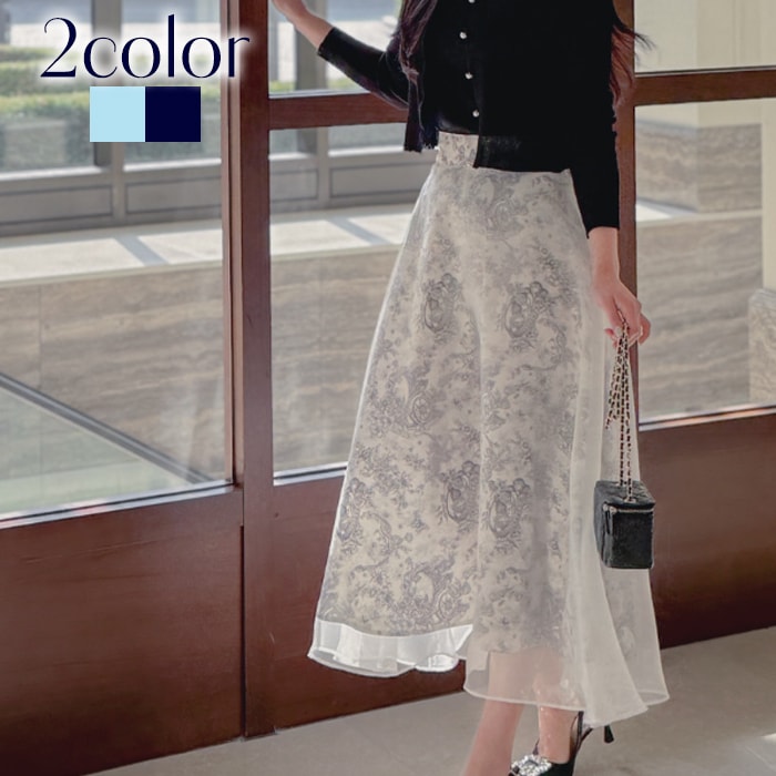 ロングスカート 花柄スカート スカート ウエストゴム フレア