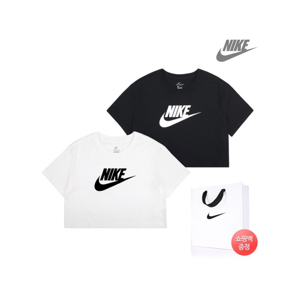 Nike (ナイキ) レディースエッセンシャルクロップドショートスリーブ Tシャツ+ショッピングバッグ