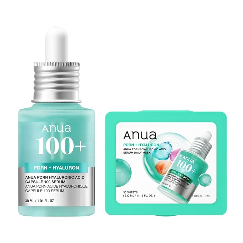 ANUA(アヌア)PDRNヒアルロン酸カプセル100セラム30ml+PDRNヒアルロン酸セラムデイリーマスクパック(30枚入り) (美容液+マスクパック) 2STEPセット 水光肌 肌キメ ツヤ うる