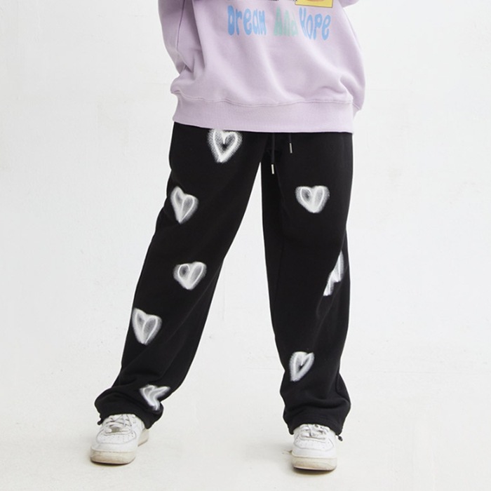 ハートパターン2wayジョガーパンツブラック