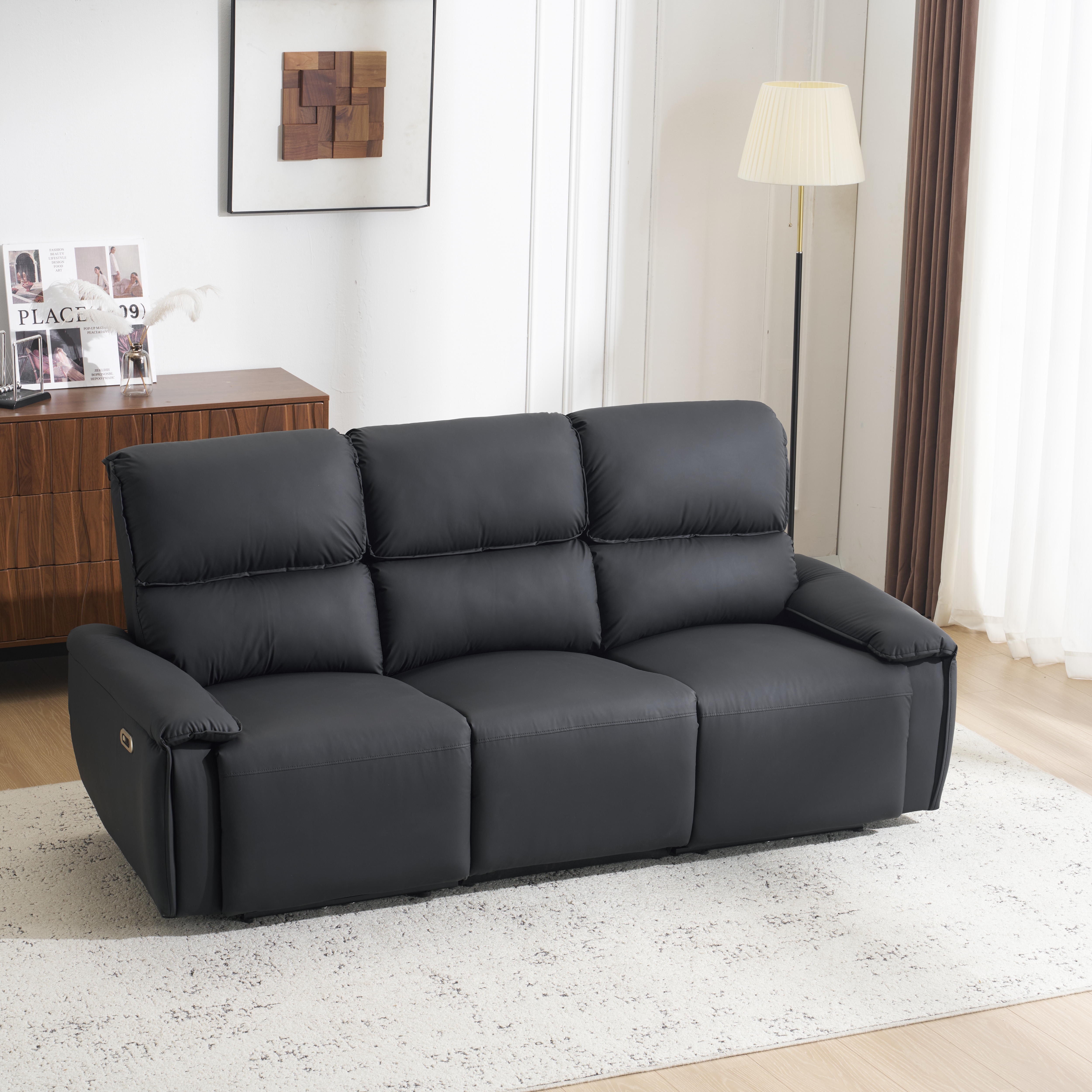 【国内発送】752三人掛けソファ 電動 リクライニング USB+Type-C充電口付き 左右独立調節 150 リクライニングソファ 3人掛け オットマン一体型 電動ソファ 耐圧分散 リクライニングチ