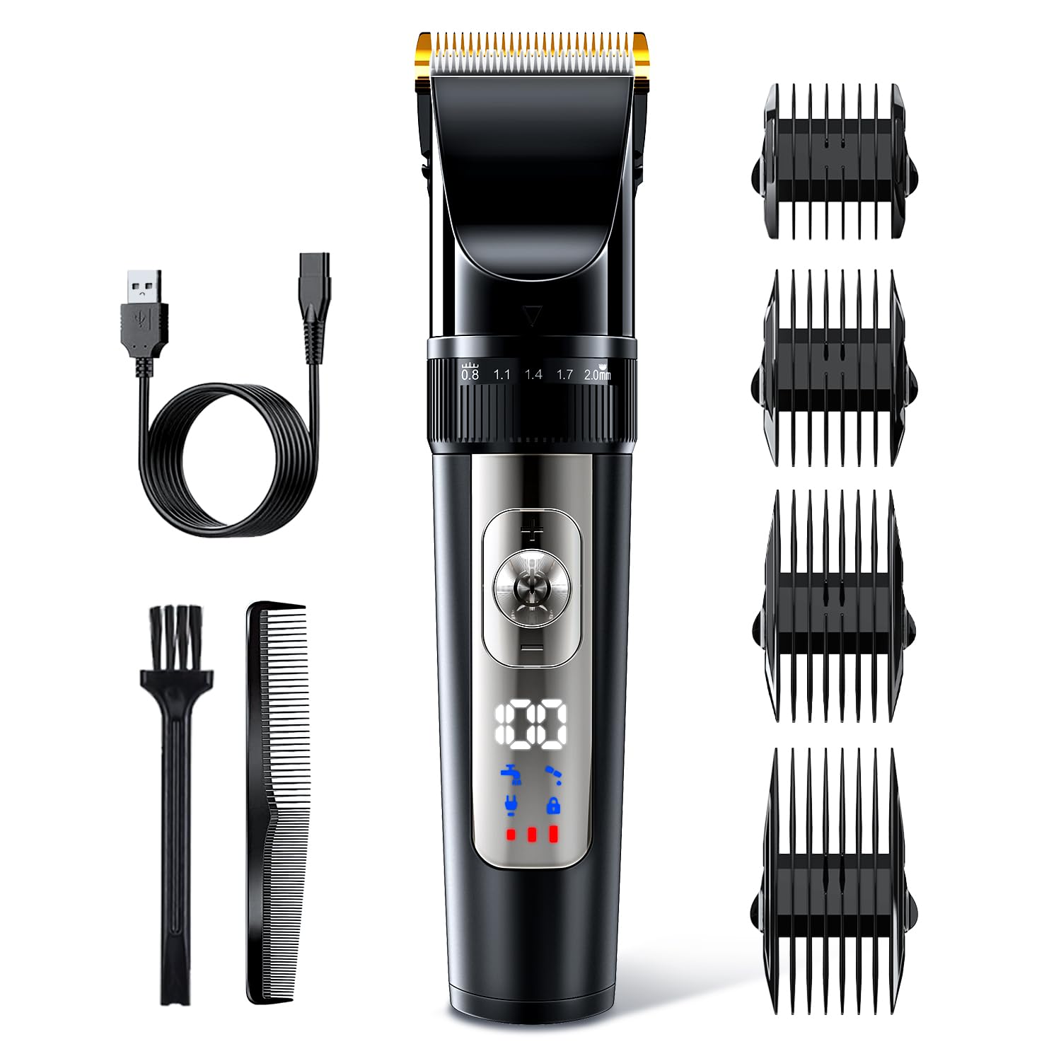 バリカン メンズ 【新発売・有線式/無線式2WAY使用】 電動バリカン 散髪用 5段階刈り長さ調節 低騒音 高精度 ヘアカッター 自動研磨 3種スピード調節 LEDディスプレイ USB充電式 防水設計