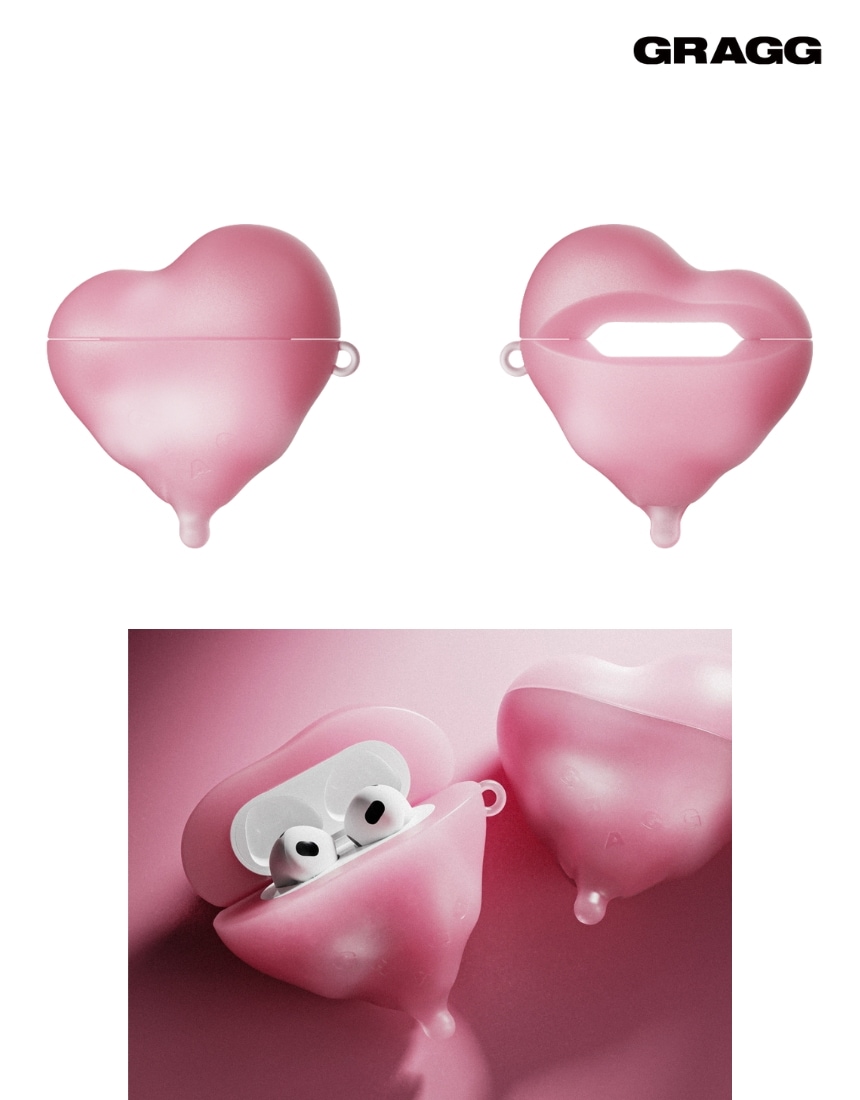 韓国限定 韓国人気 SNS 流行 ファッション トレンド アクセサリー iPhone Airpods 4 FLOW HEART CASE - CLEAR PINK