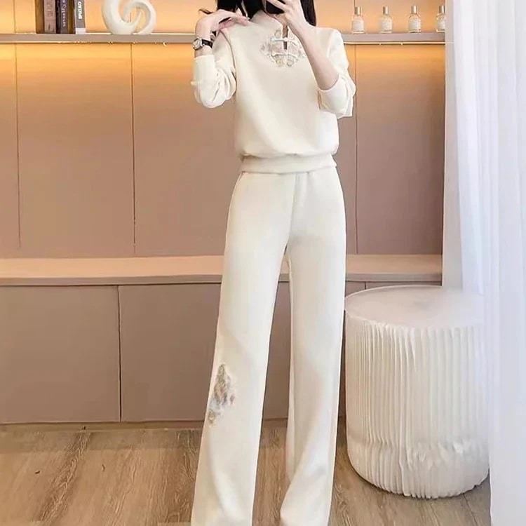 春秋新作 スウェット上下セット 長袖 スウエット ワイドパンツ 2点セット セットアップ レディース