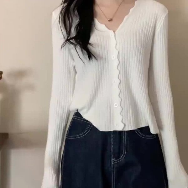 トップス レディース カーディガン ショート ショート丈 袖あり 長袖 スリット Vネック ウエーブ かわいい 大人可愛い きれいめ シンプル 大人 上品 おしゃれ お洒落 かっこいい 大人可愛い