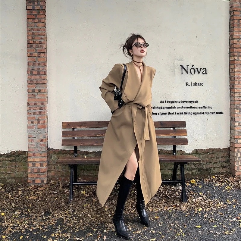 トレンチコート チェスターコート ロング丈 コート 長袖 折り襟 ミモレ丈 アウター レディース 春 秋 冬 イギリス風 通勤 OL カジュアル ファッション