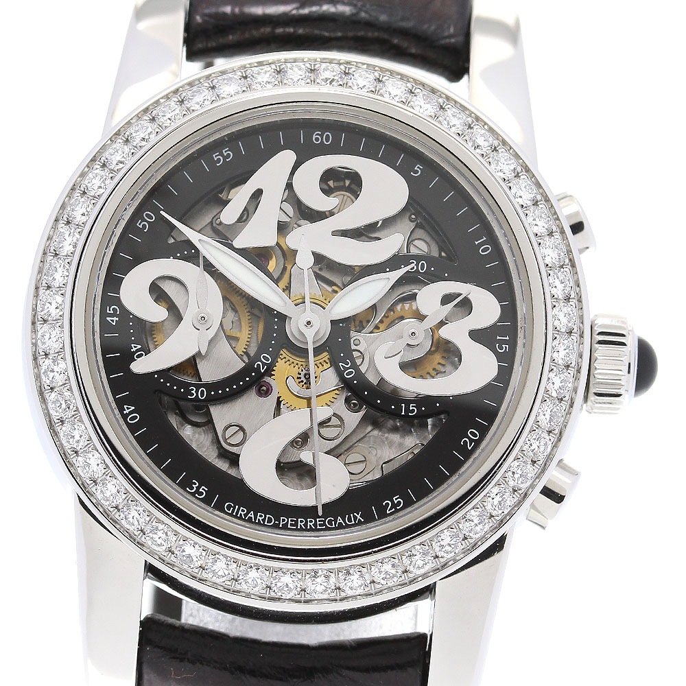ジラール・ペルゴ GIRARD PERREGAUX 80440D-11AB スモールクロノグラフ ダイヤベゼル 自動巻き レディース _837815【中古】