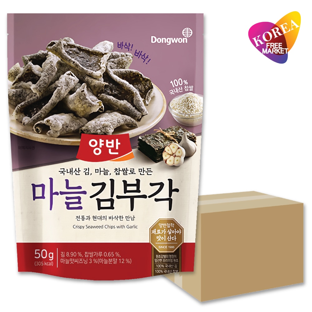 ヤンバン キムブガク (のり天) ガーリック味 16袋セット 50g / 韓国海苔 韓国食品 東遠ジャパン ドンウォン 両班 ニンニク キムプガク