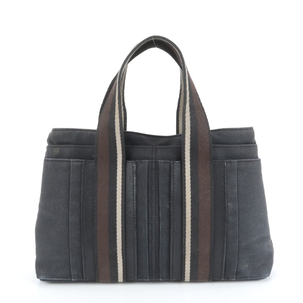 美品 トロカホリゾンタル MM レザー×キャンバス トート バッグ ショルダー ビジネス 通勤 書類鞄 ブラック 黒 メンズ レディース ERM DM33-7 中古