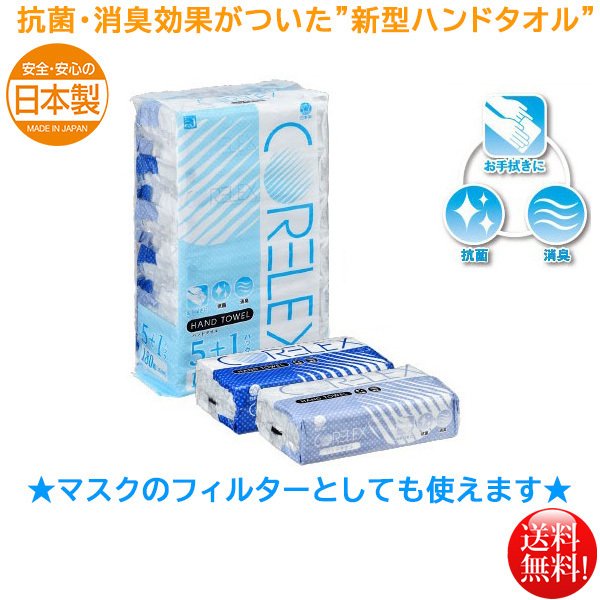 ハンドタオル ペーパータオル コアレックス180W 6個入り X10パック