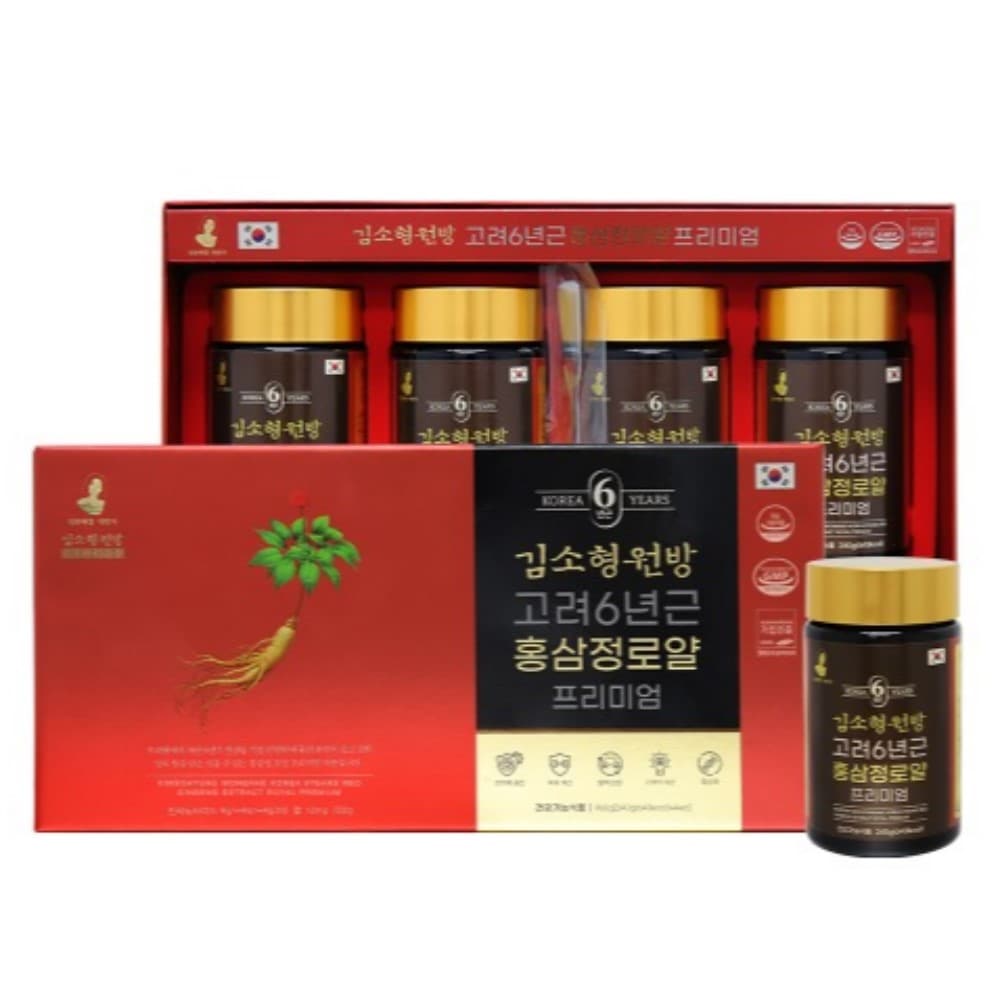 キム・ソヒョン原方 高麗人参 6年根紅参精ロイヤルプレミアム 240g x 4本 / 6年根紅参濃縮液15%