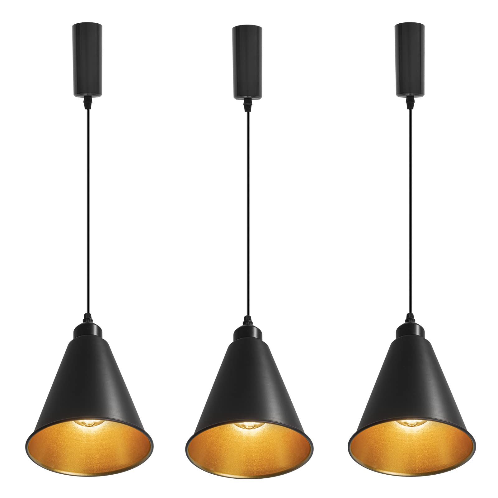 3個パック レトロペンダントライト 裏面はゴールド色 長さ調節可 コード収納カップ付き インテリア照明 北欧 ペンダントランプ おしゃれ インテリア用 照明器具 天井照明 吊り下げ ライト E26 キ 7,550円