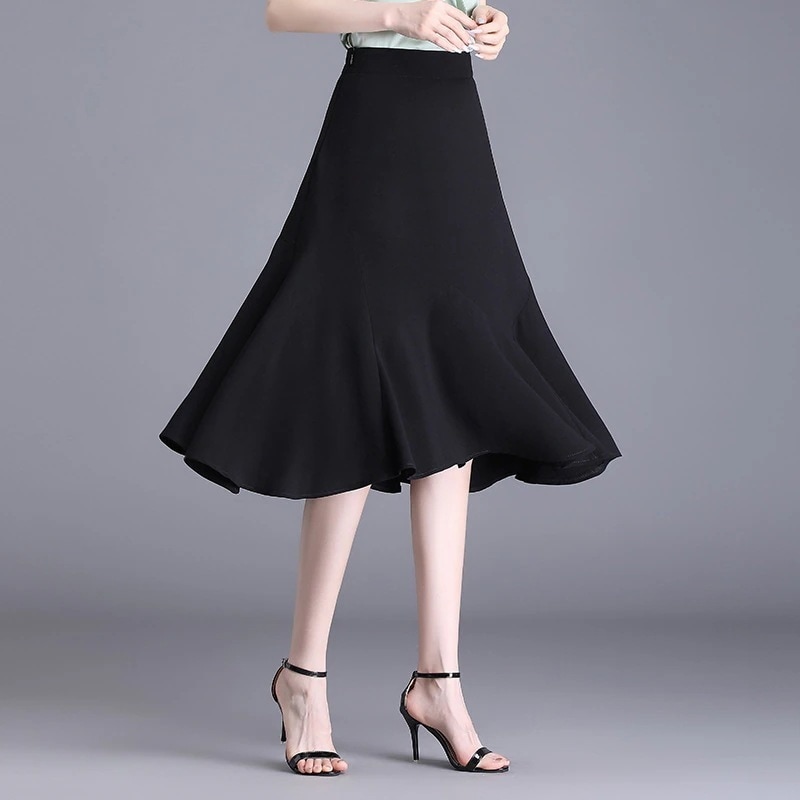薄いシフォンAラインスカート夏の新型韓国ハイウエスト百ひだ大振り子ロングスカート着痩せプリーツスカート