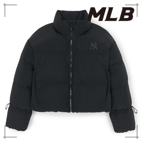 MLB公式 ダウン Womens Go-Core Shirring Cropped Padded Jacket NY (Black)