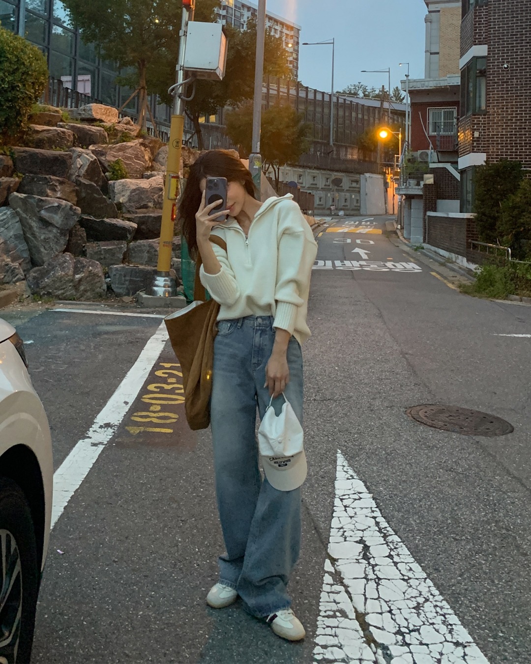 ヘアワイドデニムパンツ韓国ファッション レディース